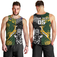 Rugby New Zealand South Africa Men Tank Top Maori Tiki Springboks Together