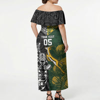 Rugby New Zealand South Africa Off Shoulder Maxi Dress Maori Tiki Springboks Together