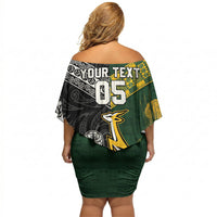 Rugby New Zealand South Africa Off Shoulder Short Dress Maori Tiki Springboks Together