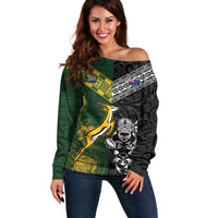 Rugby New Zealand South Africa Off Shoulder Sweater Maori Tiki Springboks Together