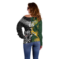 Rugby New Zealand South Africa Off Shoulder Sweater Maori Tiki Springboks Together