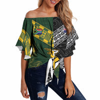 Rugby New Zealand South Africa Off Shoulder Wrap Waist Top Maori Tiki Springboks Together