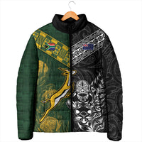 Rugby New Zealand South Africa Padded Jacket Maori Tiki Springboks Together