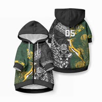 Rugby New Zealand South Africa Pet Hoodie Maori Tiki Springboks Together