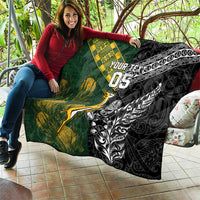 Rugby New Zealand South Africa Quilt Maori Tiki Springboks Together