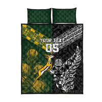 Rugby New Zealand South Africa Quilt Bed Set Maori Tiki Springboks Together