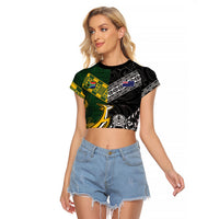 Rugby New Zealand South Africa Raglan Cropped T Shirt Maori Tiki Springboks Together