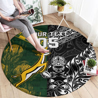 Rugby New Zealand South Africa Round Carpet Maori Tiki Springboks Together