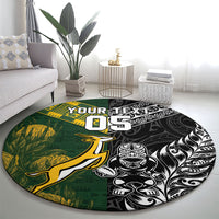 Rugby New Zealand South Africa Round Carpet Maori Tiki Springboks Together