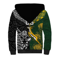 Rugby New Zealand South Africa Sherpa Hoodie Maori Tiki Springboks Together