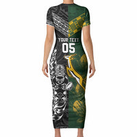 Rugby New Zealand South Africa Short Sleeve Bodycon Dress Maori Tiki Springboks Together