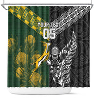 Rugby New Zealand South Africa Shower Curtain Maori Tiki Springboks Together