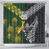 Rugby New Zealand South Africa Shower Curtain Maori Tiki Springboks Together