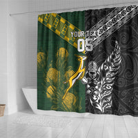 Rugby New Zealand South Africa Shower Curtain Maori Tiki Springboks Together