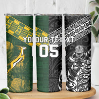 Rugby New Zealand South Africa Skinny Tumbler Maori Tiki Springboks Together
