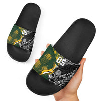Rugby New Zealand South Africa Slide Sandals Maori Tiki Springboks Together