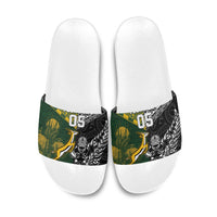 Rugby New Zealand South Africa Slide Sandals Maori Tiki Springboks Together