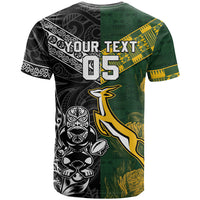 Rugby New Zealand South Africa T Shirt Maori Tiki Springboks Together