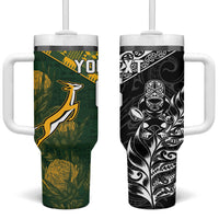 Rugby New Zealand South Africa Tumbler With Handle Maori Tiki Springboks Together