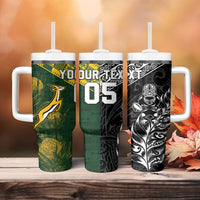 Rugby New Zealand South Africa Tumbler With Handle Maori Tiki Springboks Together