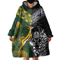 Rugby New Zealand South Africa Wearable Blanket Hoodie Maori Tiki Springboks Together