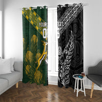 Rugby New Zealand South Africa Window Curtain Maori Tiki Springboks Together