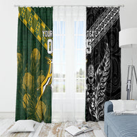 Rugby New Zealand South Africa Window Curtain Maori Tiki Springboks Together