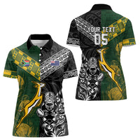 Rugby New Zealand South Africa Women Polo Shirt Maori Tiki Springboks Together