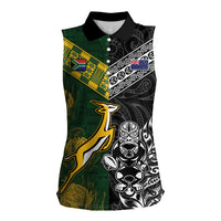 Rugby New Zealand South Africa Women Sleeveless Polo Shirt Maori Tiki Springboks Together