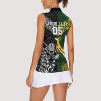 Rugby New Zealand South Africa Women Sleeveless Polo Shirt Maori Tiki Springboks Together