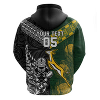 Rugby New Zealand South Africa Zip Hoodie Maori Tiki Springboks Together
