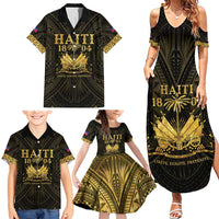 Haiti 1804 Family Matching Summer Maxi Dress and Hawaiian Shirt Polynesian Gold Neg Maron LT05 - Polynesian Pride