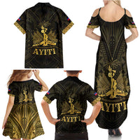 Haiti 1804 Family Matching Summer Maxi Dress and Hawaiian Shirt Polynesian Gold Neg Maron LT05 - Polynesian Pride