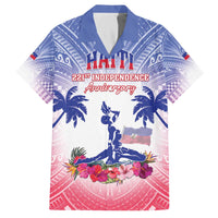 Personalised Haiti Independence Day Family Matching Off The Shoulder Long Sleeve Dress and Hawaiian Shirt Neg Maron Polynesian Style LT05 Dad's Shirt - Short Sleeve Blue - Polynesian Pride