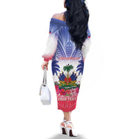 Personalised Haiti Independence Day Family Matching Off The Shoulder Long Sleeve Dress and Hawaiian Shirt Neg Maron Polynesian Style LT05 - Polynesian Pride