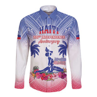 Personalised Haiti Independence Day Long Sleeve Button Shirt Neg Maron Polynesian Style LT05