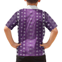 Purple Samoa Malu Tattoo Inspired Family Matching Long Sleeve Bodycon Dress and Hawaiian Shirt LT05 - Polynesian Pride