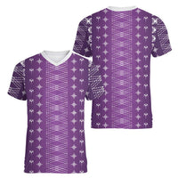 Purple Samoa Malu Tattoo Inspired Women V-Neck T-Shirt - Polynesian Pride