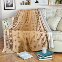 Beige Samoa Malu Tattoo Inspired Blanket - Polynesian Pride