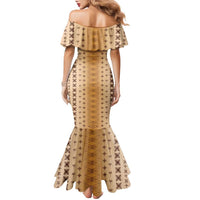 Beige Samoa Malu Tattoo Inspired Family Matching Mermaid Dress and Hawaiian Shirt - Polynesian Pride
