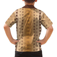 Beige Samoa Malu Tattoo Inspired Family Matching Off Shoulder Short Dress and Hawaiian Shirt - Polynesian Pride