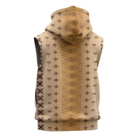 Beige Samoa Malu Tattoo Inspired Sleeveless Hoodie - Polynesian Pride