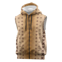 Beige Samoa Malu Tattoo Inspired Sleeveless Zip Hoodie - Polynesian Pride