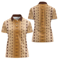 Beige Samoa Malu Tattoo Inspired Women Polo Shirt - Polynesian Pride