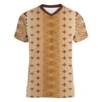 Beige Samoa Malu Tattoo Inspired Women V-Neck T-Shirt - Polynesian Pride