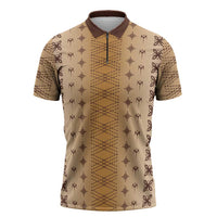 Beige Samoa Malu Tattoo Inspired Zipper Polo Shirt LT05 Beige - Polynesian Pride