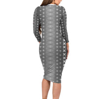 Black Samoa Malu Tattoo Inspired Family Matching Long Sleeve Bodycon Dress and Hawaiian Shirt - Polynesian Pride