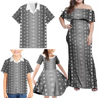 Black Samoa Malu Tattoo Inspired Family Matching Off Shoulder Maxi Dress and Hawaiian Shirt - Polynesian Pride