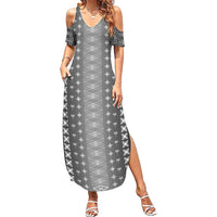 Black Samoa Malu Tattoo Inspired Family Matching Summer Maxi Dress and Hawaiian Shirt - Polynesian Pride