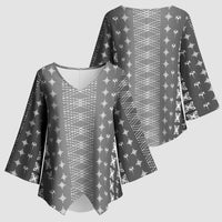 Black Samoa Malu Tattoo Inspired Kimono Sleeve Blouse - Polynesian Pride